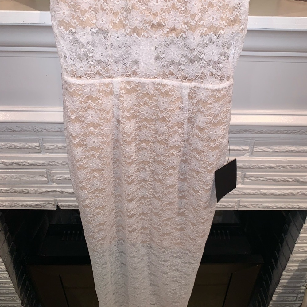 Lulu’s Visions Of Love White Lace Semi Sheer Midi Dress Bridal Formal NEW XS - Picture 3 of 6